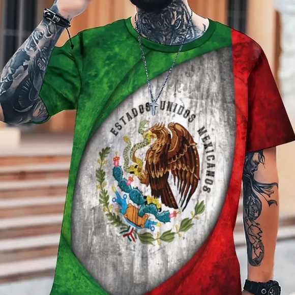 Men's Graphic T-shirt with 3D Digital Printing Inspired by Mexican Elements, Com - Picture 4 of 7
